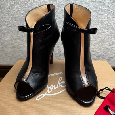 Christian Louboutin Botas Cortas Cuero Negro Cinta Tacón 9cm Mujer EU35 US5 Foto 1 de 4