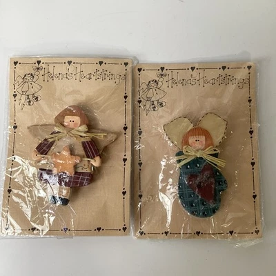 Juego de 2 adornos de ángel Helenas Heartstrings decoración rústica de campo de granja Foto 1 de 2