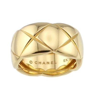 AUTH CHANEL COCO CRUSH #59 RING K18 YG YELLOW GOLD 750 MATELASS? US 8.75 F/S - Image 1 of 4