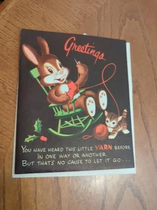 Vintage Weihnachten Pop-Up Karte Baby Kätzchen Jagd Garn Ball von Schaukelhase - Bild 1 von 3