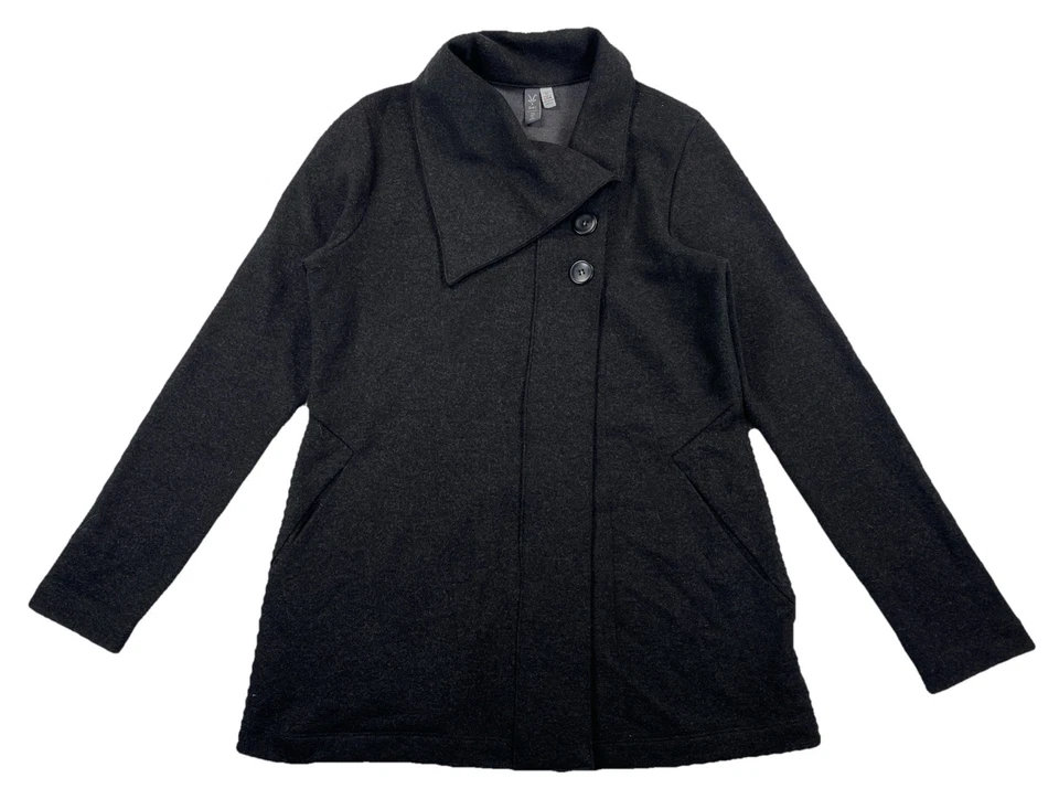 Cardigã feminino Ibex médio Pez preto feito nos EUA mistura de lã merino - Imagem 1 de 4