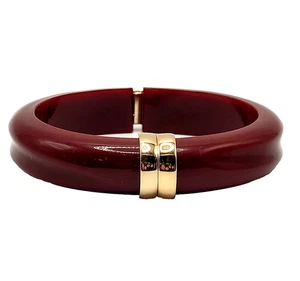 Avon Lucite Klapp Armreif burgund Herbstfarbe goldfarben Vintage Armband - Bild 1 von 24