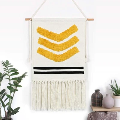 Macrame Wall Hanging Tapestry Boho Chic Bohemian Home Decor Tufted Geometric ... - Image 1 of 4