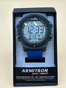 Armitron Pro Sport Watch Men Digital Black Blue 40mm 50MB4A1-10 - Picture 1 of 2