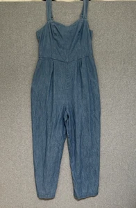 Old Navy Cami Jumpsuit Large Blau Chambray Denim Crop Ärmellos Pullover Gesmokt - Bild 1 von 15