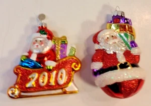 Lote /2 Radko Celebraciones Vidrio Soplado Árbol de Papá Noel Adornos Navidad - Imagen 1 de 13