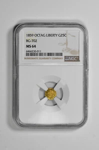 1859 G25C OCTAG LIBERTY Gold BG-702 NGC MS 64  - Picture 1 of 2