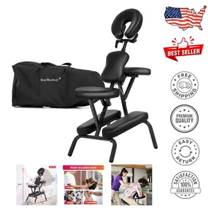 Compact Portable Massage Chair - Black Faux Leather with Adjustable Face Cradle - Picture 1 of 10