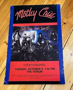 Motley Crue 1987 Original Girls Tour Gig Poster Forum Inglewood Whitesnake Kiss - Picture 1 of 6
