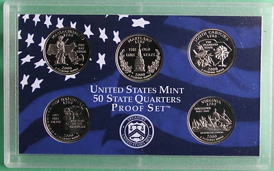 2000 S Five Coin State QUARTER Proof Set No Box 5 Statehood Twenty Five Cents - Image 1 of 2