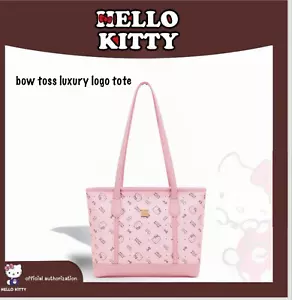 Sanrio Hello Kitty Ladies Monogram Tote Bag Pink Vegan Leather Shoulder Bag - Picture 1 of 21