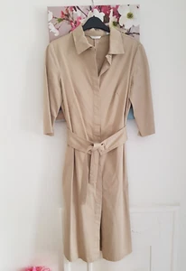 MNG Beige Safari Shirt Dress, Size UK L 12 Immaculate Belted - Picture 1 of 11