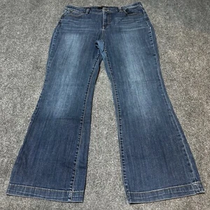 Talbots Jeans Damen 14 blau Denim Baumwollmischung Mid Rise Flare Knöcheltaschen - Bild 1 von 12