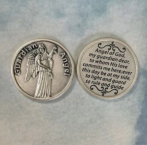 Guardian Angel Prayer Coin Italian Pocket Token Guide Me - Picture 1 of 4