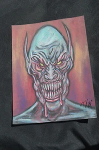 Original Art Horror DEmon Pastel Black Paper Nicole Swanbeck 9x12" - Picture 1 of 3