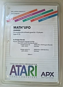 Math *UFO; Atari 400/800/LX/XE Disk w/manual APX-20151 NOS - Plastic Cover - Picture 1 of 2