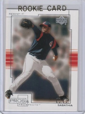 C.C. TARJETA DE NOVATO SABATHIA UD Pros & Prospects Cleveland Indians de béisbol Yankees Foto 1 de 2
