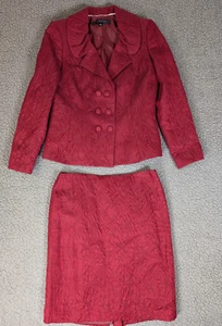 Anne Klein Women’s Size 6 Blazer Skirt Wool Silk Blend Suit Lined Red Office - Picture 1 of 18