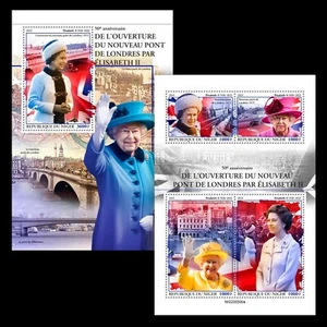 Queen Elizabeth II Opens New London Bridge MNH Stamps 2023 Niger M/S + S/S - Picture 1 of 3