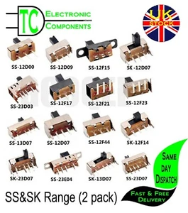 PCB mount Slide Switches SS and SK range Different types available 2 pack - Picture 1 of 8