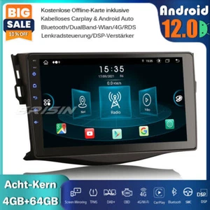 8-Kern 64GB Android 12 Autoradio GPS Für Toyota RAV4 DAB+4G CarPlay DSP TPMS OBD - Bild 1 von 23