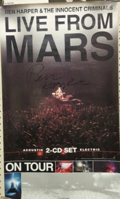 BEN HARPER 2001 Autographed Live From Mars BIG promo poster MINT New Old Stock - Image 1 of 3