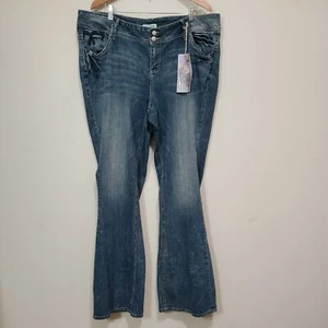 Neu mit Etikett Y2K 90er Jahre Paris Blau Damen Junior Plus 25 Schlag Glockenunterteil Jeans Boho - Bild 1 von 12