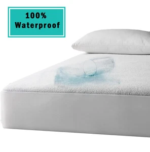WATERPROOF TERRY TOWEL MATTRESS COVER PROTECTOR FITTED SHEET BED COVER NON NOISY - Picture 1 of 131