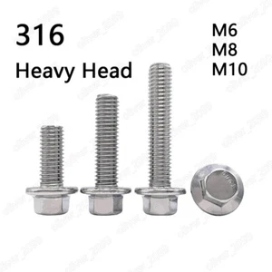 316 Stainless Steel Hexagon Flange Bolts Heavy Series M6 M8 M10 - Picture 1 of 6