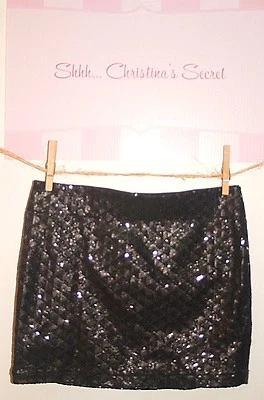 XXI Forever 21 Falda Corta 2 Tonos Negro Lentejuelas Forrada Talla S *XLNT Foto 1 de 4