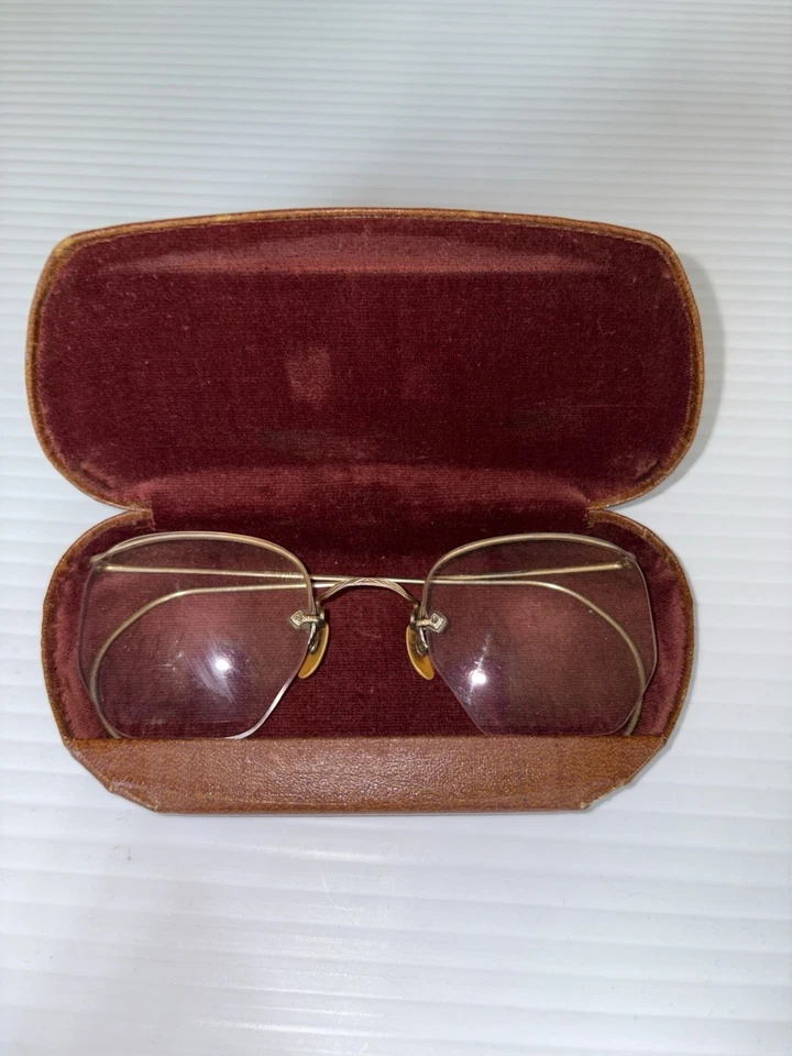 Gafas vintage Rimway rellenas de oro borde 12k con estuche Foto 1 de 4