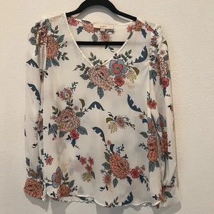 Loft Women’s Floral Blouse Petite M Office Casual Modest Work School Peasant - Picture 1 of 8