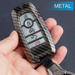 For Ford Bronco Sport Escape F150 Kuga Car Key Fob Case Cover Chain Carbon Fiber - Picture 1 of 9