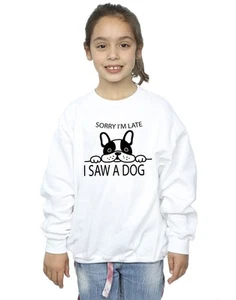 Pets Girls Sorry I'm Late I Saw A Dog Sweatshirt - Picture 1 of 10