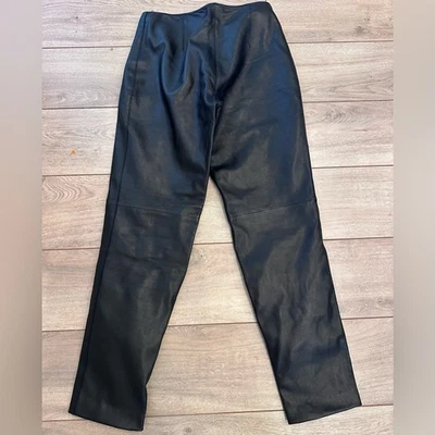 Bebe Genuine Leather Pants Size 0 – Black Straight Leg - Image 1 of 4