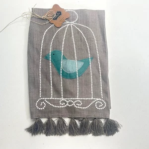 Fango Torta Ricamato Applique Bird Lino Cucina Teiera Ecrù e Acqua Regalo - Foto 1 di 4