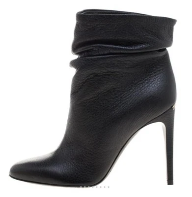 Burberry Black Soft Leather Epworth Slouch Ankle Boots Stiletto Heel Size 37 7 - Image 1 of 4