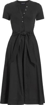 New, Veronica Beard Kyri Mixed Media Midi Dress in Black Size L #MD999 - Image 1 of 4