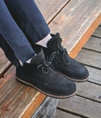 Birkenstock Bakki Shearling Winter Boots Womens 6 EU 37 Black Suede Round Toe - Image 1 of 4