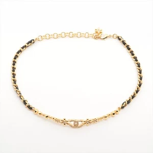 Chanel Coco Mark I23A Choker GP x Rhinestone x Leather Gold - Picture 1 of 7