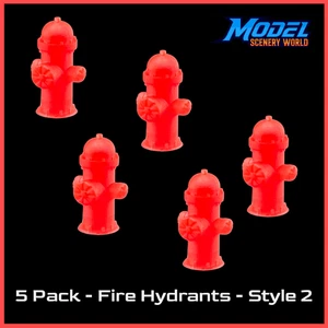 Fire Hydrants - Style 2 (5pk) - HO Scale - Red - Picture 1 of 7