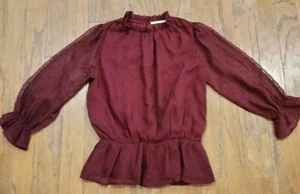 Mi Ami Dark Purple Lace Peplum Blouse Women's Size S-Career Party Formal - Picture 1 of 9