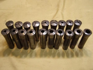 Large Lot of 19 Machinist Lathe Mill R8 Collets 1/8" to 3/4" - Picture 1 of 9
