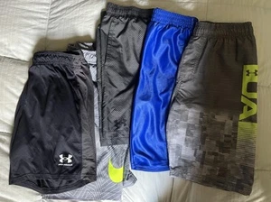Lot Of 5 Boy’s Athletic Shorts Size L (4) XL (1). Nike Under Armour, Black Blue - Picture 1 of 11
