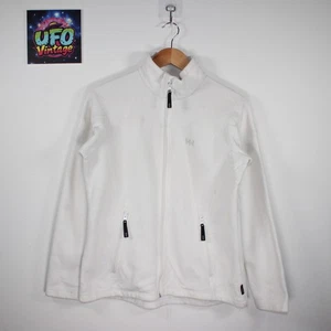 Chaqueta polar Helly Hansen para mujer M blanca cremallera completa senderismo caminar al aire libre Y2K - Imagen 1 de 11