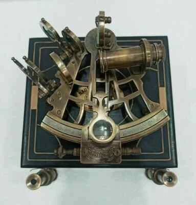 Nautical Brass Antique J. Scott Sextant with Working Marine Vintage Hardwood Box - Image 1 of 4