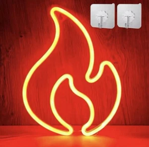 Flame LED Neon Style Hanging Light Bright Wall Decor USB Powered 11.8”x9” - Picture 1 of 5