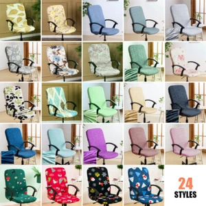 Floral Office Chair Covers Stretch Home Study Computer Rotating Chair Slipcover - Picture 1 of 36