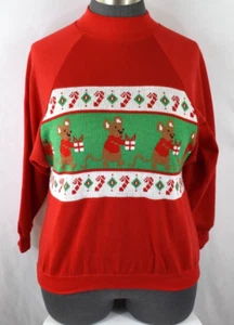 Weihnachtssweatshirt Vintage Oberteil Übergröße 20 Trittsteine rot und grün - Bild 1 von 9