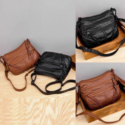 Handtasche aus Echtem PU Leder als Hochwertige Umhängetasche oder Schultertasche - Bild 1 von 4